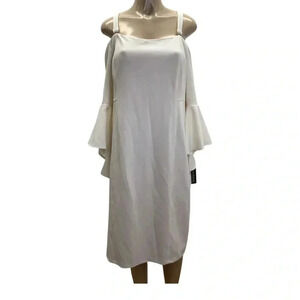 R & M Richards Cream Off The Shoulder Dress Size 14W New Without Tags